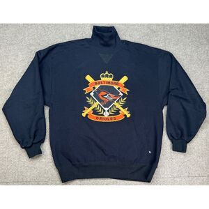 Russell High Cotton Rare Vtg MLB Baltimore Orioles Turtle Neck Sweatshirt Size L